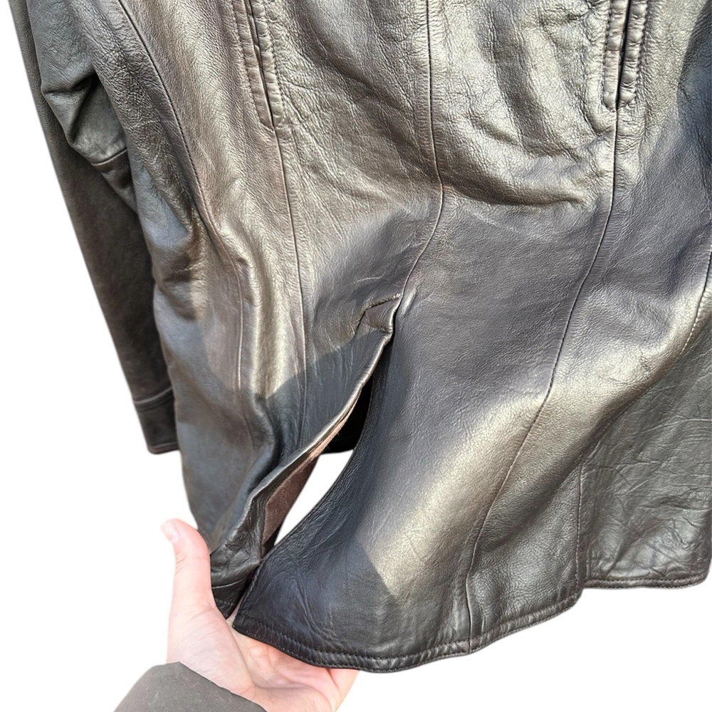GAP Women's Brown Cow Leather Jacket Spring 03 Size L - Picture 5 of 10